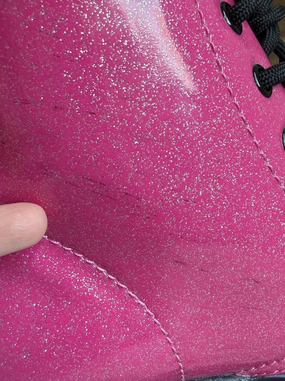 Dr Martens Luana Pink Glitter Patent Leather Combat Boots Women Sz 7 Rare Y2K - Picture 5 of 15